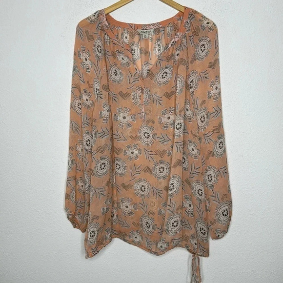 Lucky Brand Riviera Silk Floral Peasant blouse plus size 3X - Picture 2 of 4